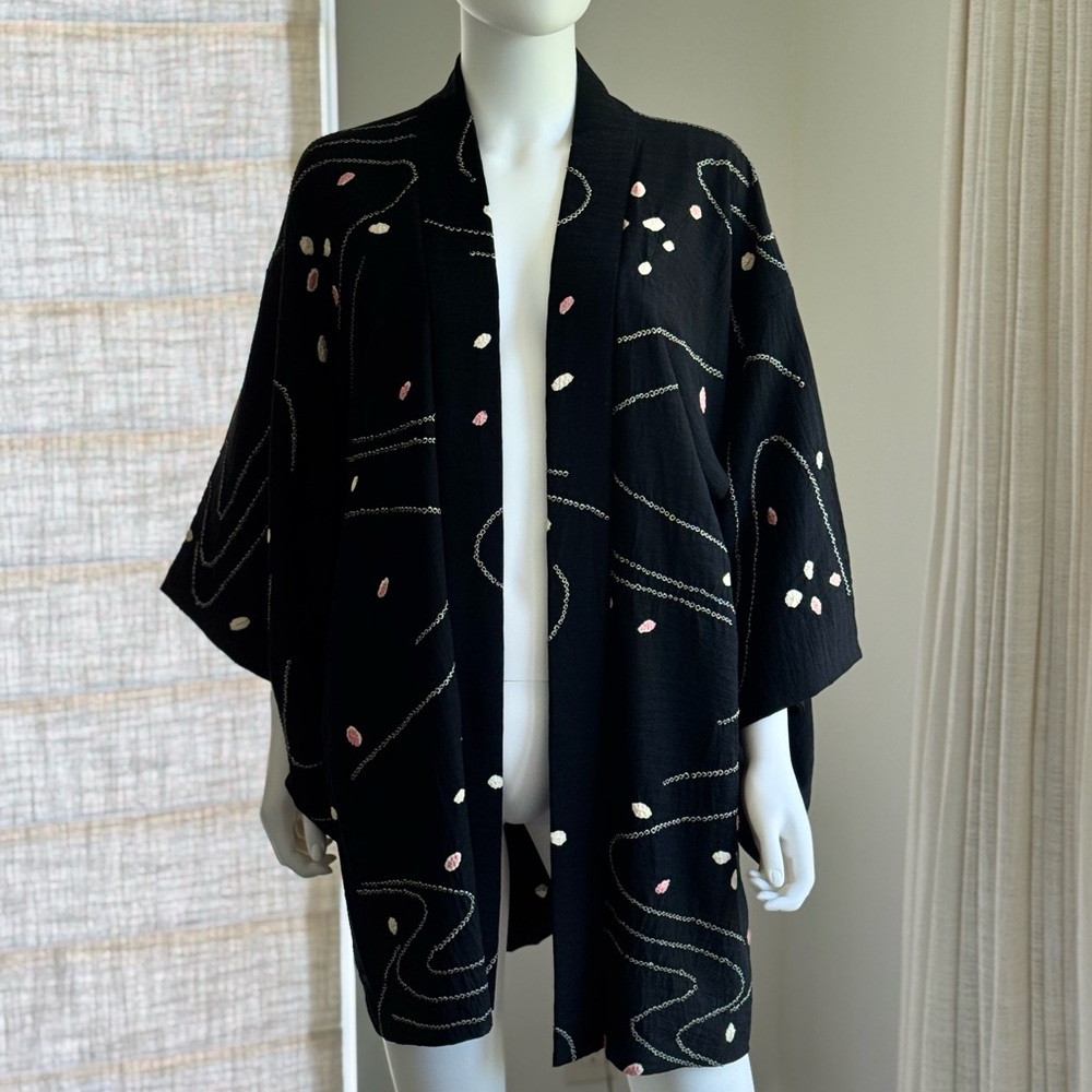 Japanese Vintage Kimono Black/Pink